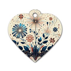 Flowers Bloom Blossom Flora Modern Dog Tag Heart (one Side) by Salmanaz77