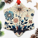 Flowers Bloom Blossom Flora Modern Snowflake Ornament (Two Sides) Front