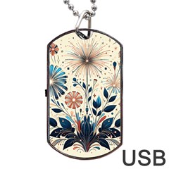 Flowers Bloom Blossom Flora Modern Dog Tag Usb Flash (one Side)