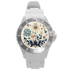 Flowers Bloom Blossom Flora Modern Round Plastic Sport Watch (l) by Salmanaz77