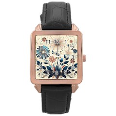 Flowers Bloom Blossom Flora Modern Rose Gold Leather Watch  by Salmanaz77