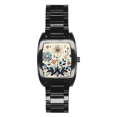 Flowers Bloom Blossom Flora Modern Stainless Steel Barrel Watch