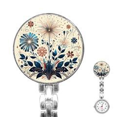 Flowers Bloom Blossom Flora Modern Stainless Steel Nurses Watch by Salmanaz77