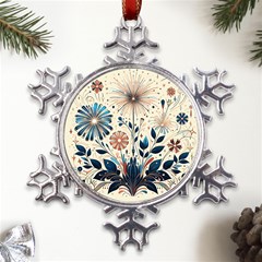 Flowers Bloom Blossom Flora Modern Metal Large Snowflake Ornament