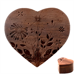 Flowers Bloom Blossom Flora Modern Heart Wood Jewelry Box by Salmanaz77