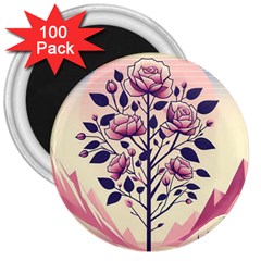 Roses Flowers Bloom Nature Blossom 3  Magnets (100 Pack)