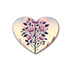 Roses Flowers Bloom Nature Blossom Rubber Coaster (heart)