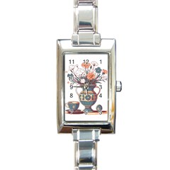 Flower Vase Nature Bloom Blossom Rectangle Italian Charm Watch by Salmanaz77