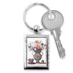 Flower Vase Nature Bloom Blossom Key Chain (rectangle) by Salmanaz77