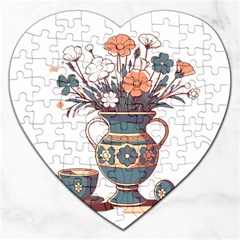 Flower Vase Nature Bloom Blossom Jigsaw Puzzle (heart) by Salmanaz77