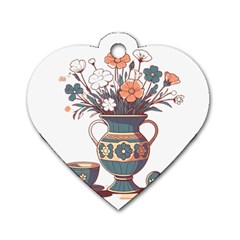 Flower Vase Nature Bloom Blossom Dog Tag Heart (one Side) by Salmanaz77