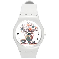 Flower Vase Nature Bloom Blossom Round Plastic Sport Watch (m) by Salmanaz77