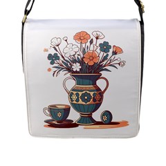 Flower Vase Nature Bloom Blossom Flap Closure Messenger Bag (l)