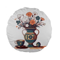 Flower Vase Nature Bloom Blossom Standard 15  Premium Flano Round Cushions