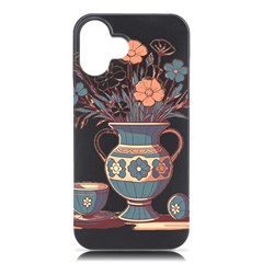 Flower Vase Nature Bloom Blossom Iphone 16 Plus Black Uv Print Pc Hardshell Case by Salmanaz77