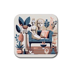 Sculpture Statue Angel Artwork Rubber Coaster (square) by Salmanaz77