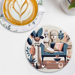 Sculpture Statue Angel Artwork Uv Print Round Tile Coaster by Salmanaz77