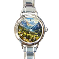 Forest Landscape Nature Trees Round Italian Charm Watch