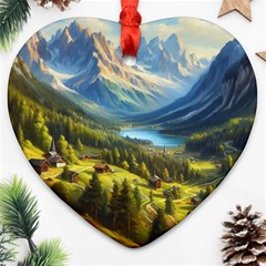 Forest Landscape Nature Trees Ornament (heart)