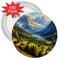 Forest Landscape Nature Trees 3  Buttons (100 Pack) 