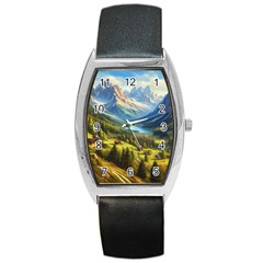 Forest Landscape Nature Trees Barrel Style Metal Watch by Salmanaz77