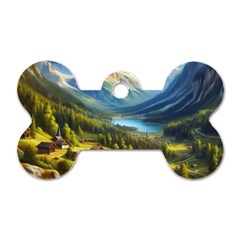 Forest Landscape Nature Trees Dog Tag Bone (one Side) by Salmanaz77