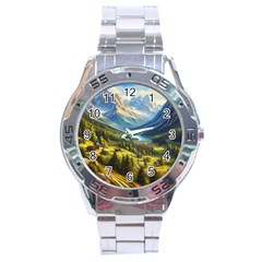 Forest Landscape Nature Trees Stainless Steel Analogue Watch by Salmanaz77