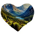 Forest Landscape Nature Trees Large 19  Premium Heart Shape Cushions Front