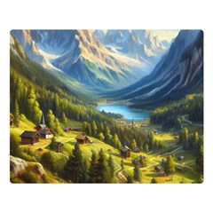 Forest Landscape Nature Trees Two Sides Premium Plush Fleece Blanket (large)