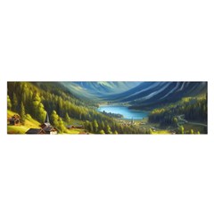 Forest Landscape Nature Trees Oblong Satin Scarf (16  X 60 )