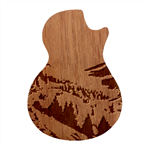 Forest Landscape Nature Trees Guitar Shape Wood Guitar Pick Holder Case And Picks Set Front