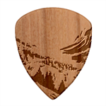 Forest Landscape Nature Trees Guitar Shape Wood Guitar Pick Holder Case And Picks Set Pick