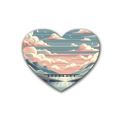 Artwork Painting Sculpture Nature Rubber Heart Coaster (4 Pack) by Salmanaz77