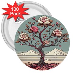 Roses Flowers Bloom Nature Blossom 3  Buttons (100 Pack)  by Salmanaz77