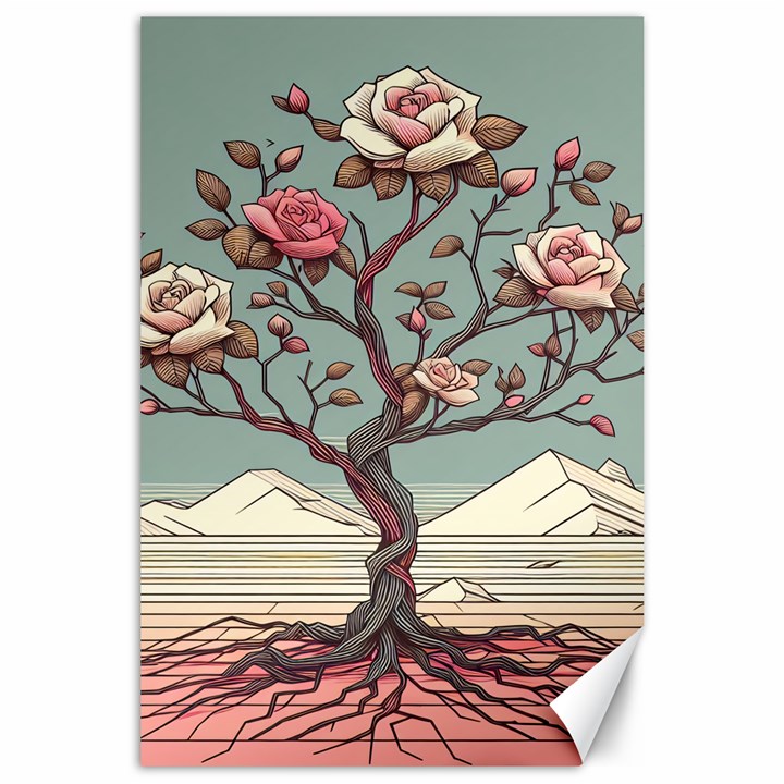 Roses Flowers Bloom Nature Blossom Canvas 24  x 36 