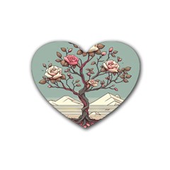 Roses Flowers Bloom Nature Blossom Rubber Coaster (heart)