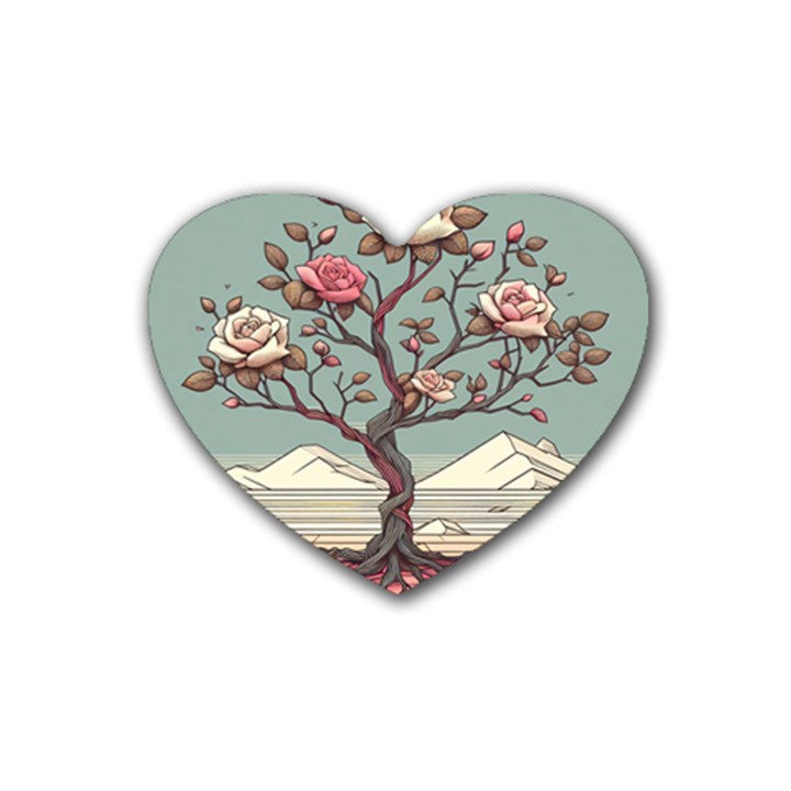 Roses Flowers Bloom Nature Blossom Rubber Coaster (Heart)