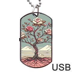 Roses Flowers Bloom Nature Blossom Dog Tag Usb Flash (one Side)