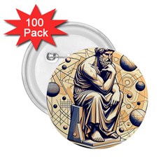 Thinker Sculpture Design Geometric 2 25  Buttons (100 Pack) 