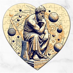 Thinker Sculpture Design Geometric Jigsaw Puzzle (heart) by Salmanaz77