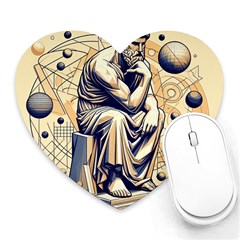 Thinker Sculpture Design Geometric Heart Mousepad by Salmanaz77