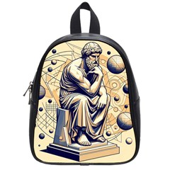 Thinker Sculpture Design Geometric School Bag (small) by Salmanaz77