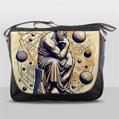 Thinker Sculpture Design Geometric Messenger Bag by Salmanaz77