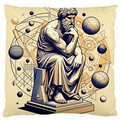 Thinker Sculpture Design Geometric Large Cushion Case (one Side)