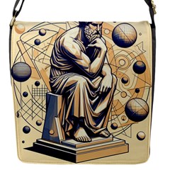 Thinker Sculpture Design Geometric Flap Closure Messenger Bag (s) by Salmanaz77