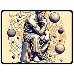 Thinker Sculpture Design Geometric Two Sides Fleece Blanket (large) by Salmanaz77