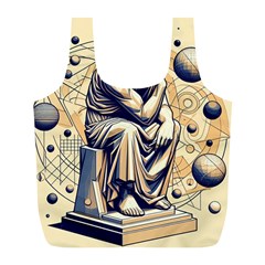 Thinker Sculpture Design Geometric Full Print Recycle Bag (l)