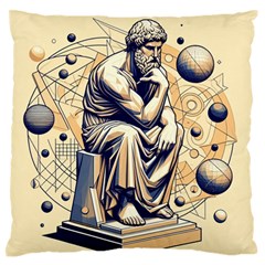 Thinker Sculpture Design Geometric Standard Premium Plush Fleece Cushion Case (one Side)