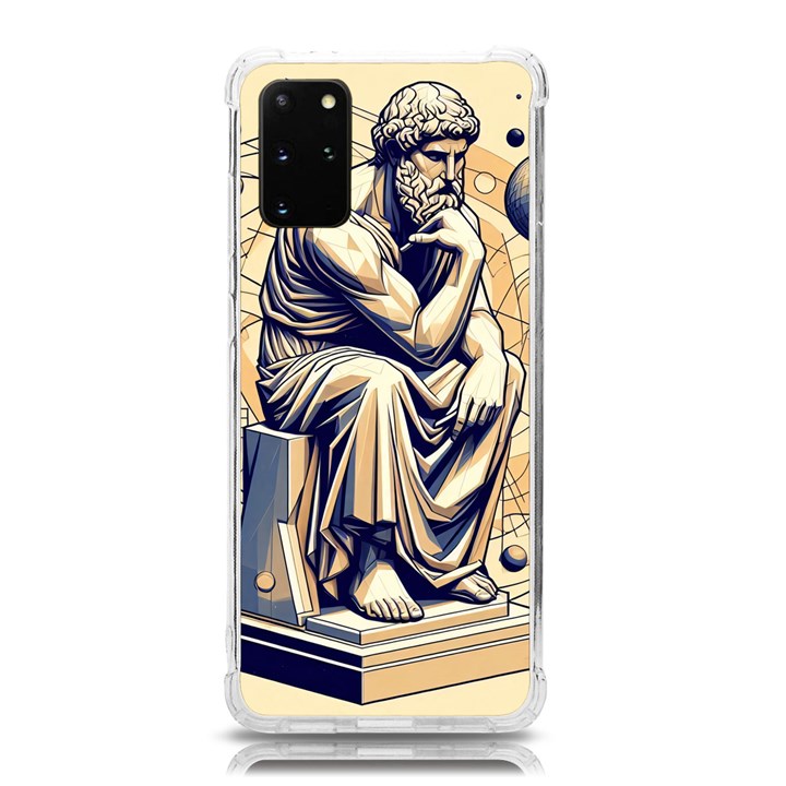 Thinker Sculpture Design Geometric Samsung Galaxy S20 Plus 6.7 Inch TPU UV Case