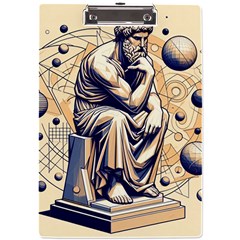 Thinker Sculpture Design Geometric A4 Acrylic Clipboard by Salmanaz77